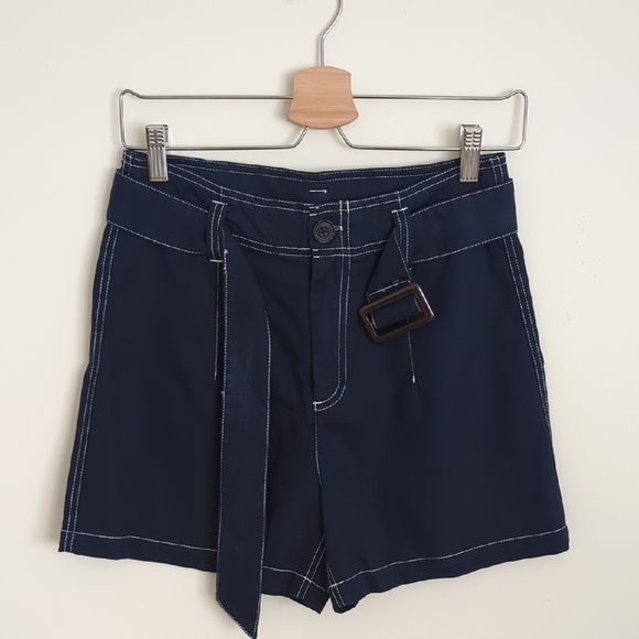 NEVER USED, MNG, Navy Women's Belted Shorts - Picture 1 of 5